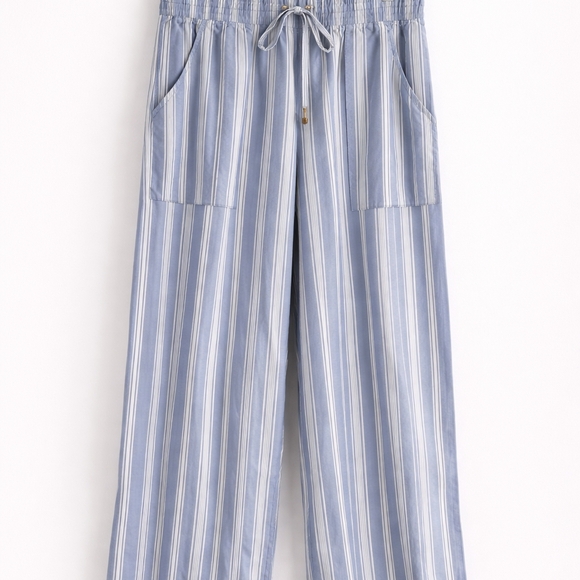 Abercrombie & Fitch Pants - Abercrombie & Fitch Light Blue Striped Wide Leg Pants